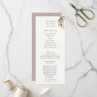 Rustic Pampas Coastal Beach Wedding Program