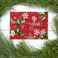 Christmas Winter Greenery Snowflakes On Red Plaid Envelope