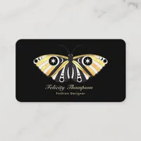 Mystical Celestial Gold Moths QR Code Business Card