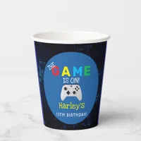 The Game Is On! Custom Photo Video Game Birthday Paper Cups