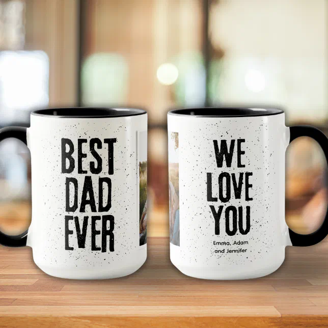 Best dad ever modern Full photo black Father's Day Mug