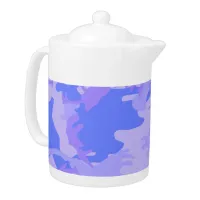 Camouflage Pastel Blue Abstract Pattern Teapot