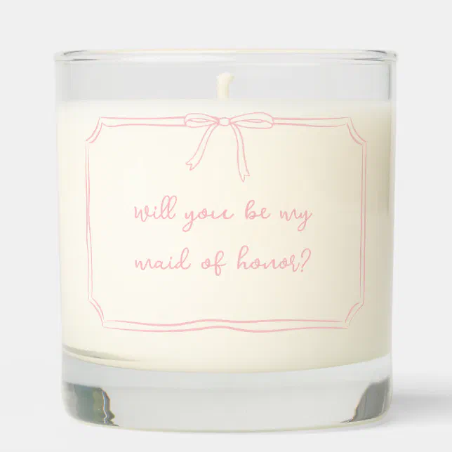 Handwritten Coquette Bow Chic Maid of Honor Pink  Scented Candle