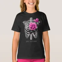 Vintage Gothic Pink Rose Skeleton Personalized T-Shirt