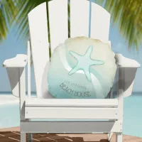 Beach House Nautical Starfish Aqua Blue ID623 Round Pillow
