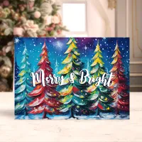 Merry & Bright Colorful Christmas Trees Holiday Card