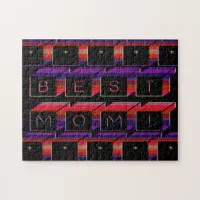 Best Mom Colored Blocks & Black Background Jigsaw Puzzle