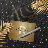 Black and Gold Glitter Glam Trendy Chic Custom Notebook