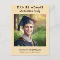 Lets Party | Simple Script Grad Party Invitation Postcard