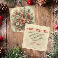 Elegant Vintage Christmas Flowers  Holiday Card