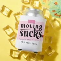 Moving Sucks! Modern Funny Farewell Good Bye Gift Can Cooler