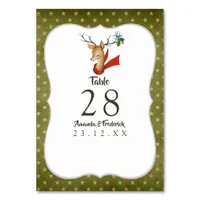 Retro Vintage Reindeer Christmas Wedding Table Number