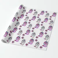 Pink Purple Unicorns Fairy Tale Wrapping Paper