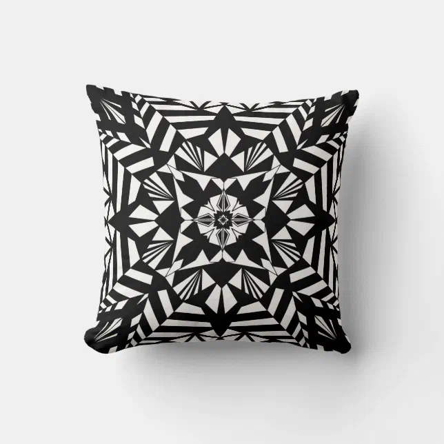 Double Sided Modern Geometric Bold Black And White Throw Pillow