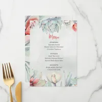 Rustic Watercolor Cactus Succulent Sage Floral  Menu