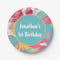 Colorful Abstract Personalized Paper Plates