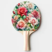 Whimsical Rose Pattern Ping Pong Paddle