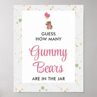 Pink Gummy Bear Guessing Game Girl Baby Shower Poster