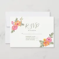 Spring Wedding watercolor flowers RSVP