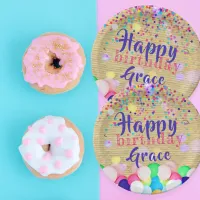 Colorful Confetti And Balloons Happy Birthday  Paper Plates