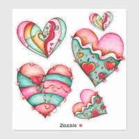 Trendy Girly Hearts Custom-Cut Vinyl Sticker