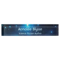 Aqua Blue Science Fiction Author Name Plate