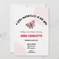 Elegant Blush Watercolor Butterfly Baby Shower Invitation