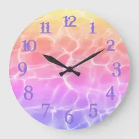 Purple Splash Numbers Rainbow Swimming Pool Large Clock