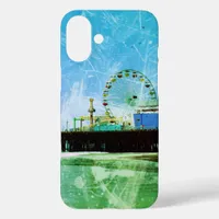 Blue Santa Monica Pier Digital Art iPhone 16 Plus Case