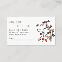 RAWR! Dinosaur Winter Christmas Coed Baby Shower Enclosure Card