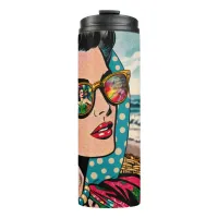 Comic Style Art | Woman Watching Hula Dancer Thermal Tumbler