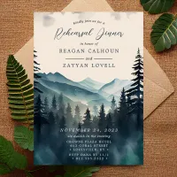 Watercolor Pine Tree Mountain Rehearsal Dinner Invitation