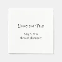 "Through All Eternity" Black Text Names and Date Napkins