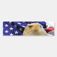 American Bald Eagle and Flag Bumper Sticker