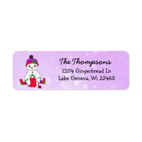 Christmas Snow Woman Knitting  Background Label