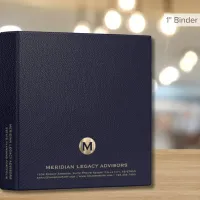 Estate Planning Portfolio Leather Print Blue Gold 3 Ring Binder