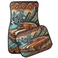 1980s Muscle Car in The Mountains Car Floor Mat