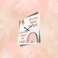 Christian Prayer for kids Brown & Pink | Square Wall Clock