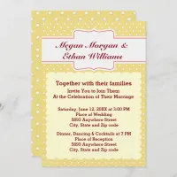 Yellow & White Polka Dots Wedding Invitation