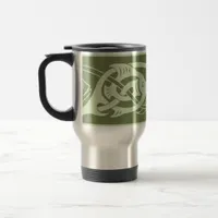 Celtic Knotwork Fish in Green Travel Mug