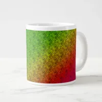 Floral Green Red Rainbow Gradient Diagonal Blend Large Coffee Mug