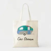 Personalized Retro Art Caravan Owners Canvas Bags