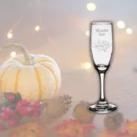 Simple Happy Thanksgiving Family Name etched Champagne Flute