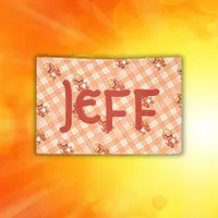 Orange Buffalo Check with Dinosaurs and Monogram | Banner