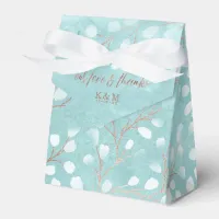 Watercolor Snowdrops Wedding Teal/Copper ID726 Favor Boxes