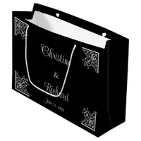 Bold Black and White Vintage Wedding  Large Gift Bag