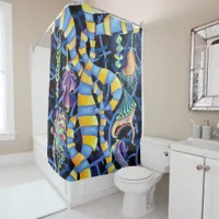 Luminescence Tropical Orchids in Watercolor Shower Curtain