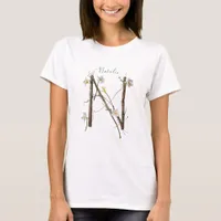 Minimalist Monogram N: Dainty Florals & Vines T-Shirt