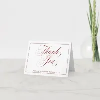 Elegant Garnet Red and White Wedding Thank You