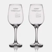 Merry Christmas All Our Love 'Names" etched Wine Glass